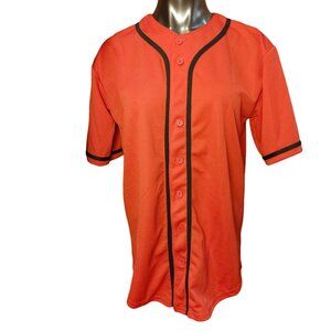 La Dreamz Women's Orange Button Up Baseball Jersey T-Shirt S
